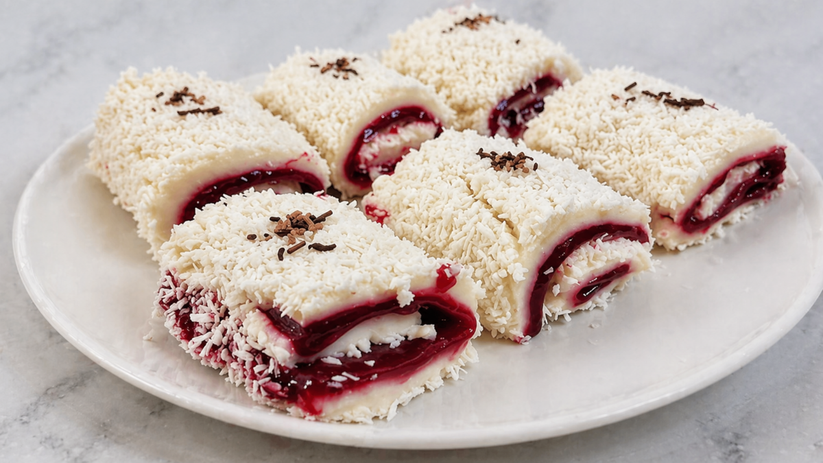 Rulouri cu cocos si cirese – desert fara coacere, fresh si delicios