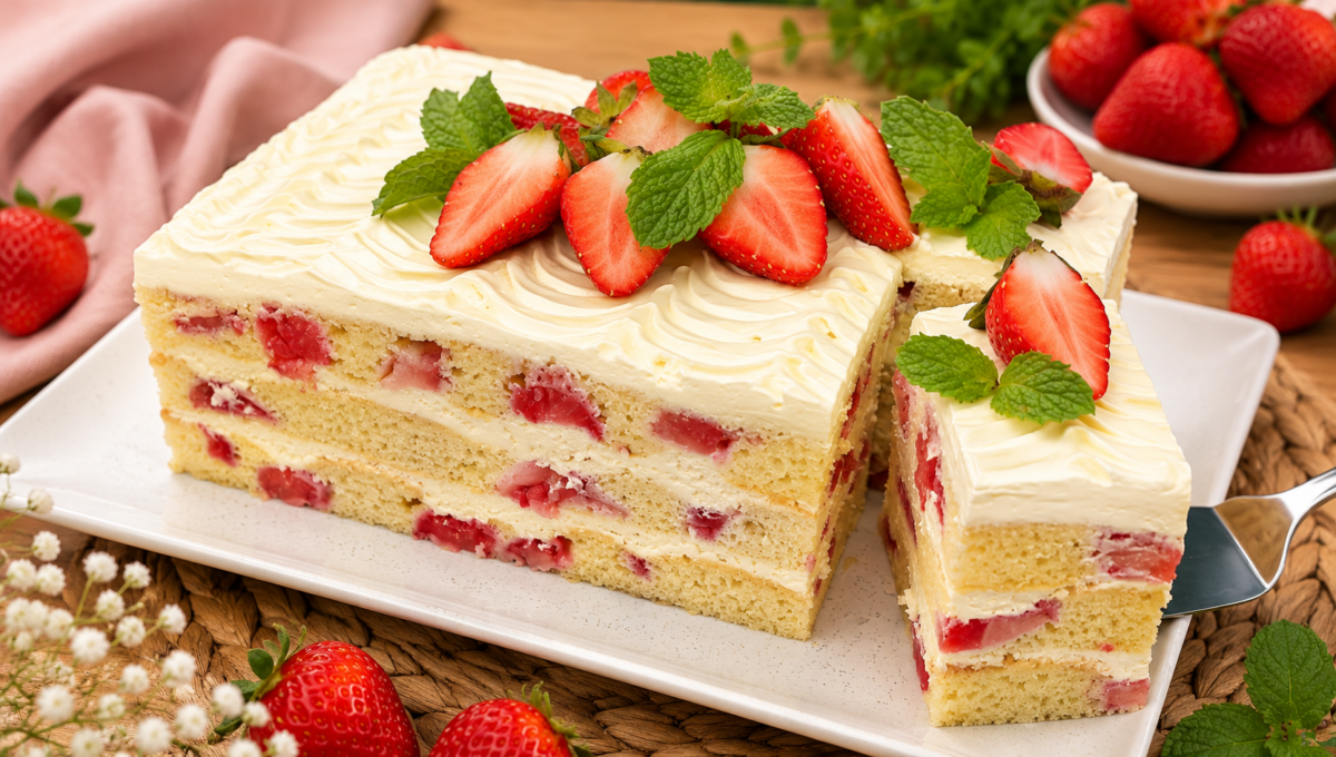 Prajitura cu capsuni, frisca si mascarpone – Perfecta pentru zilele calduroase