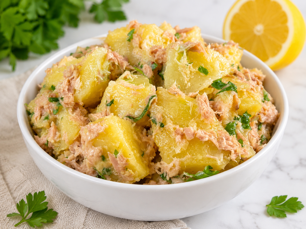 Salată de cartofi cu ton – gata în doar câteva minute