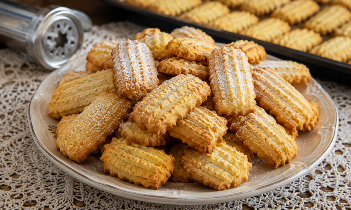 Biscuiți sprițați ca la bunica – fragezi, aromați și ușor de făcut