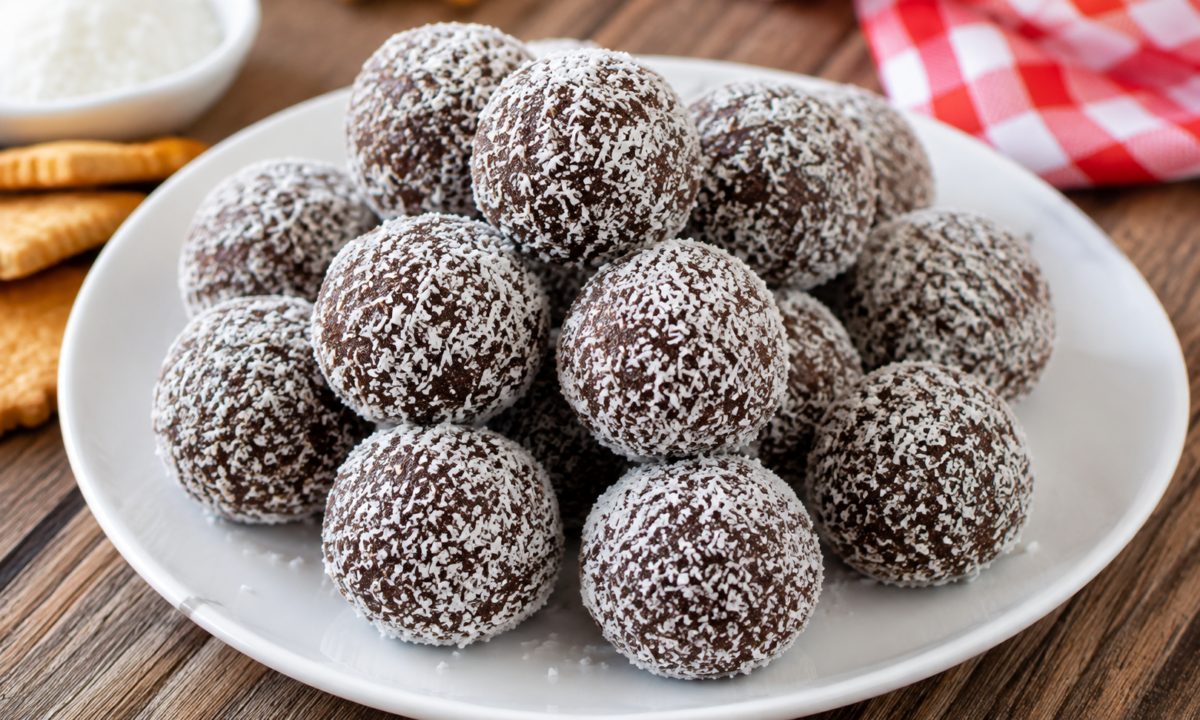 Buline de biscuiți cu nucă de cocos – desert rapid, fără coacere
