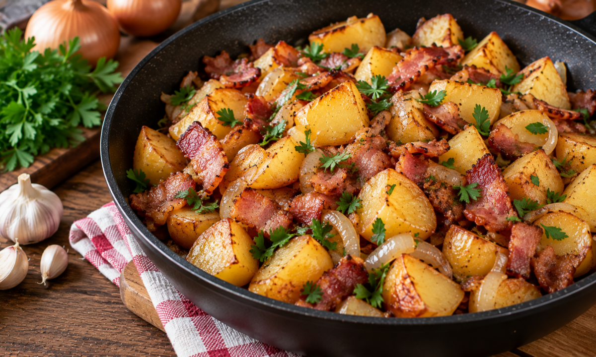 Cartofi țărănești cu bacon – Aromați, bine rumeniți și foarte deliciosi
