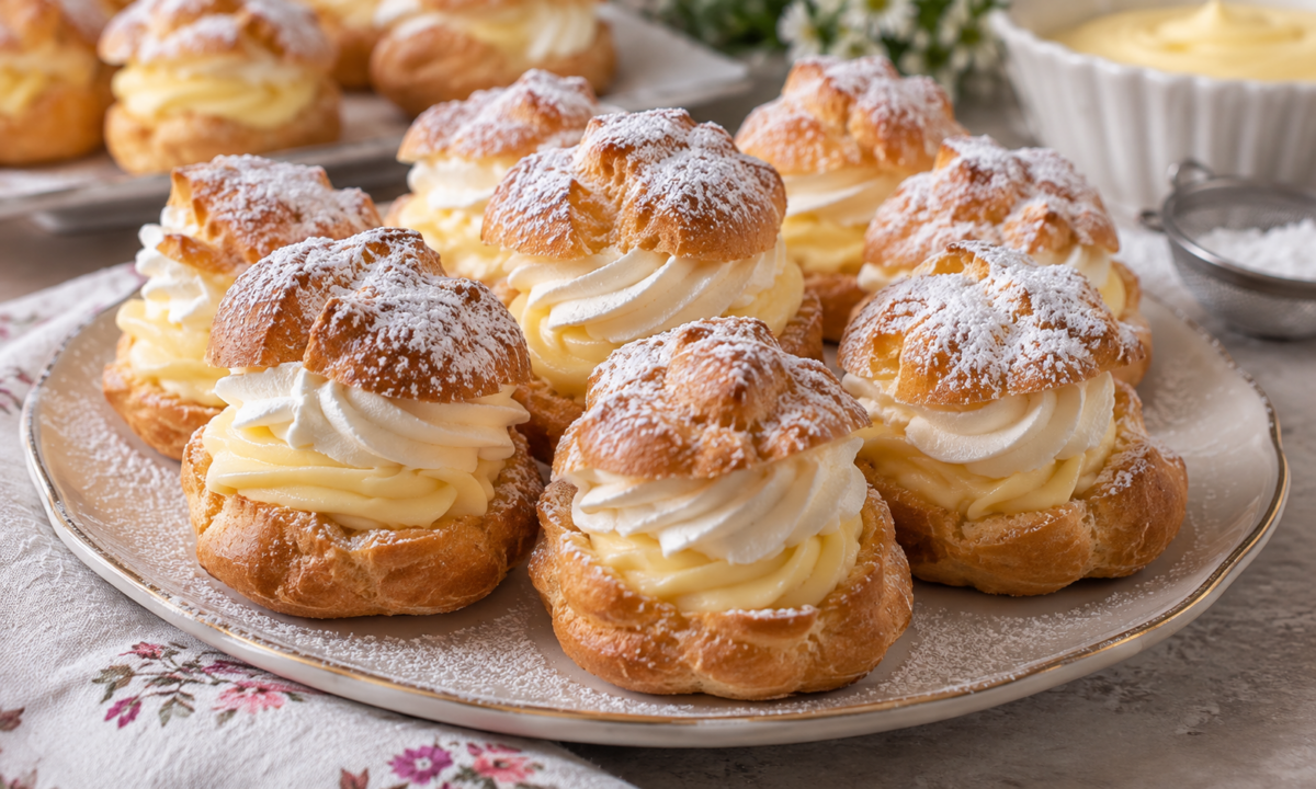 Choux à la crème – coji fine și crocante, umplute cu cremă de vanilie