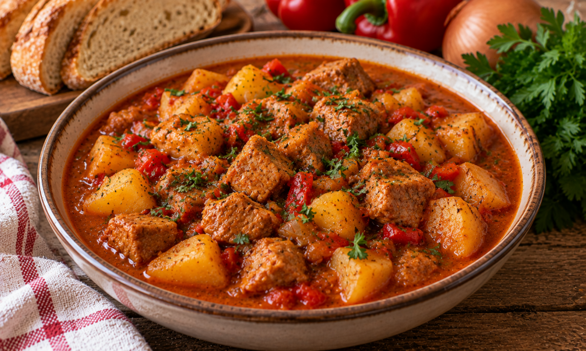 Gulaș de porc cu cartofi – Bogat în sos cu legume, este rețeta perfectă