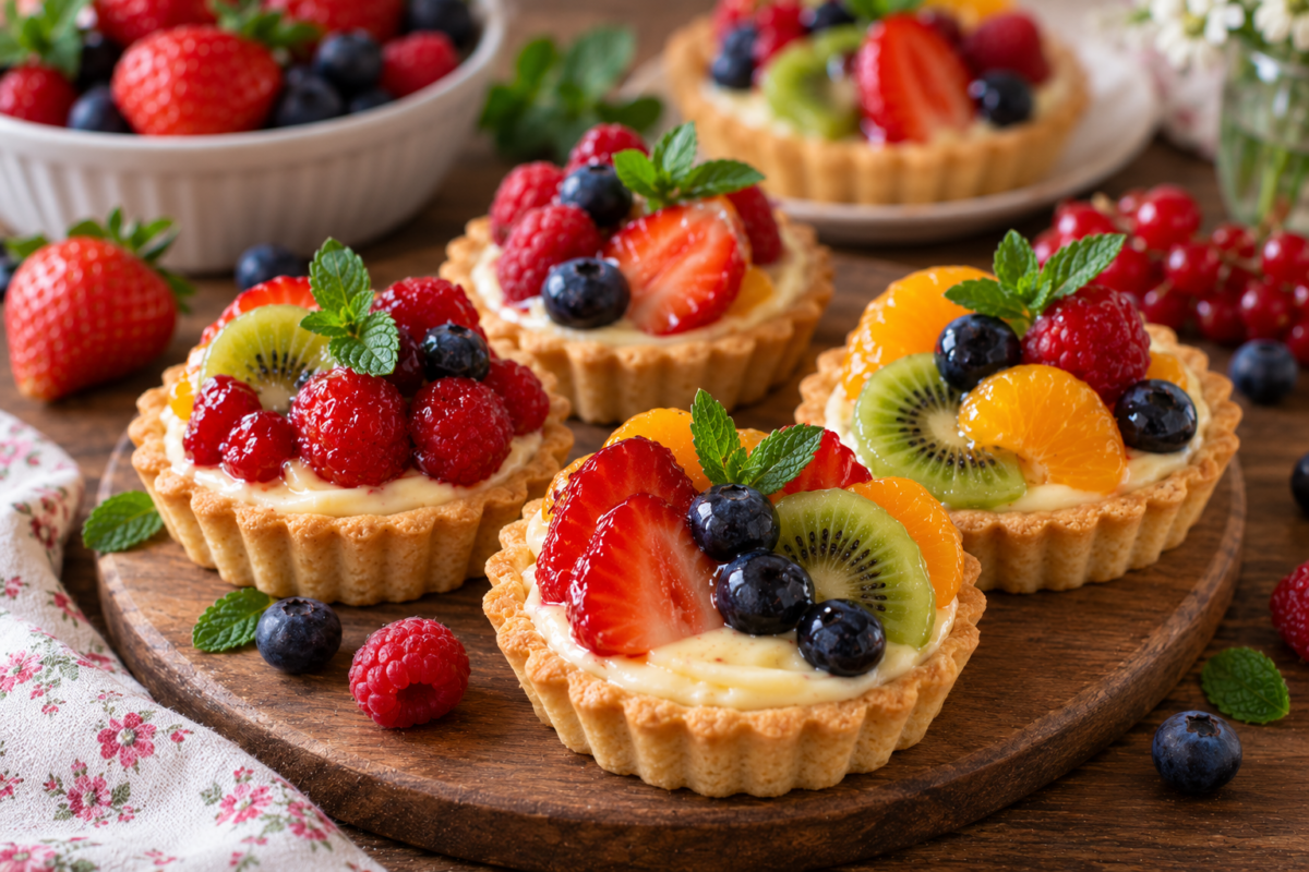 Mini tarte cu fructe – cremoase și pline de culoare, sunt alegerea perfectă pentru mesele aniversare
