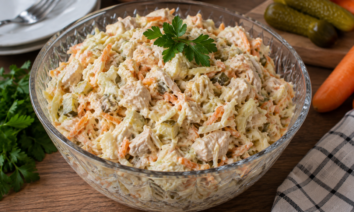 Salată cu piept de pui și țelină – Cremoasă, gustoasă și ușor de pregătit