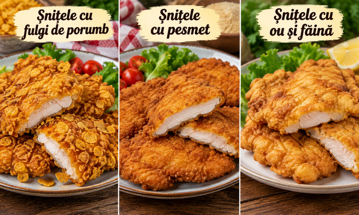 3 rețete de șnițele – Cu fulgi de porumb, cu pesmet si cu ou și făină