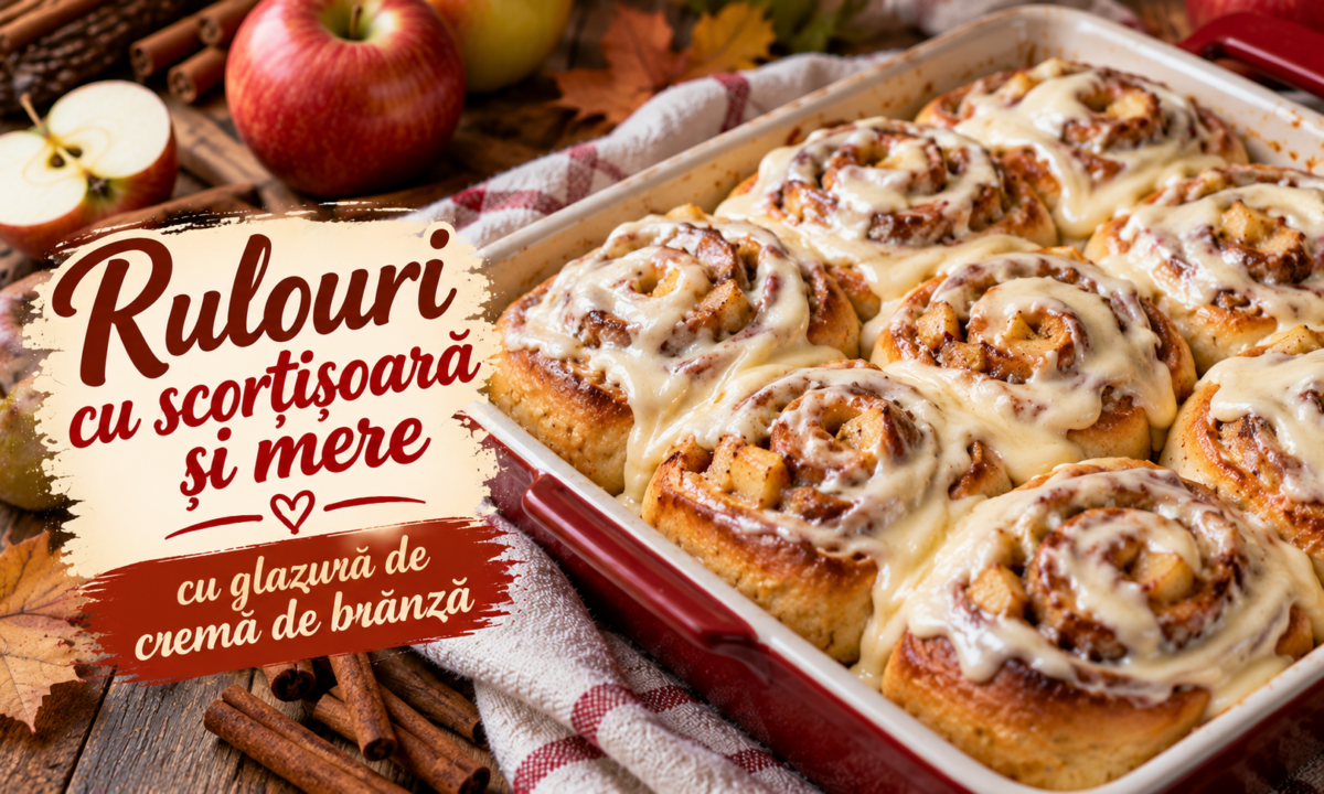 Rulouri cu scorțișoară și mere, cu glazură de cremă de brânză – Sunt fragede, moi și delicioase