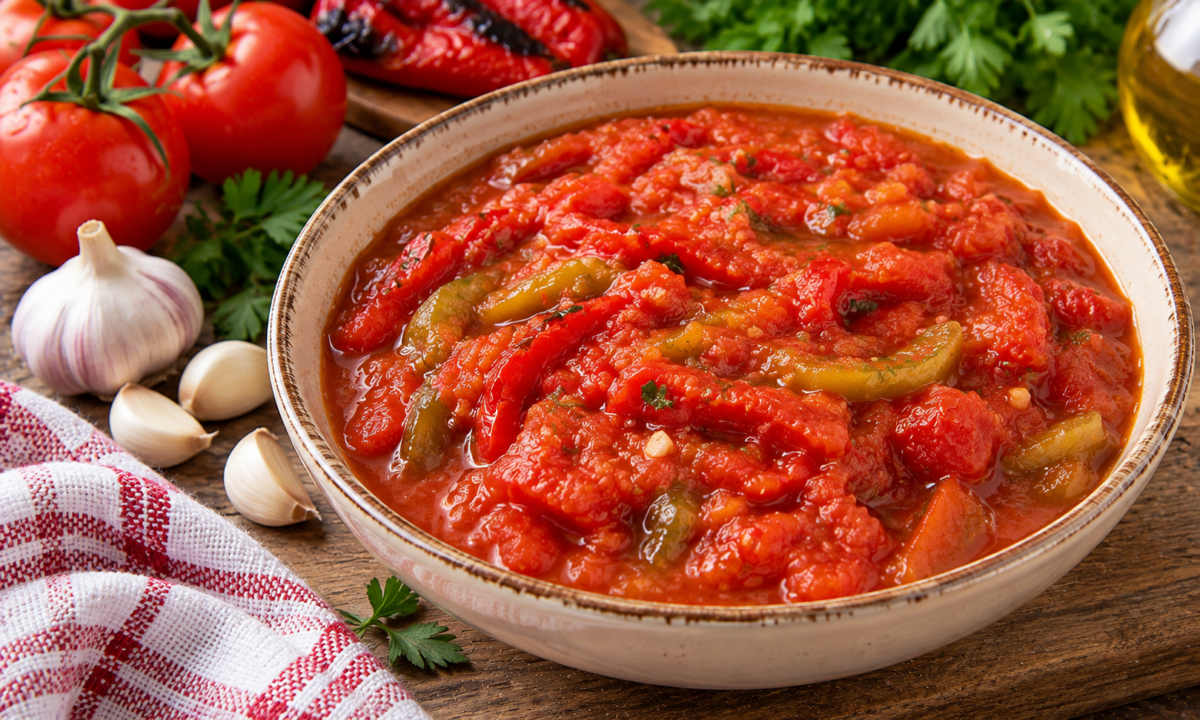 Salată de roșii copate cu ardei și usturoi – Simplă, aromată și foarte gustoasă