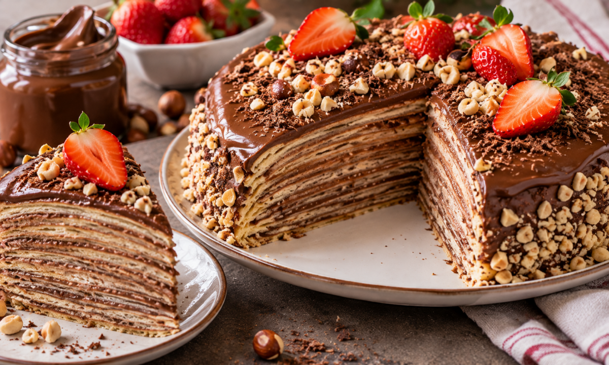 Tort de clătite cu Nutella – cremos, spectaculos și irezistibil